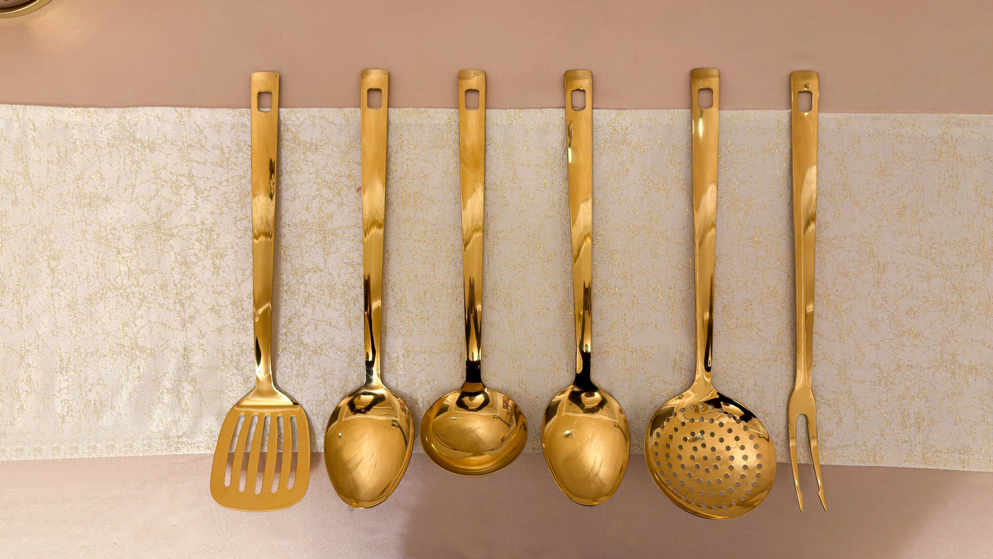 Set/Bucata Ustensile bucătărie auriu 6 piese
